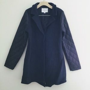 Katherine Barclay navy boiled wool and quilted coat Size M